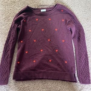 Maison Jules Purple sweater with hearts